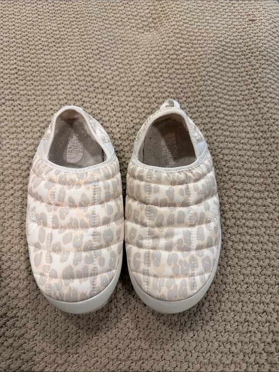 The North Face Shoes - The North Face ThermoBall Slip-On Quilted Slippers in White and Cream Leopard